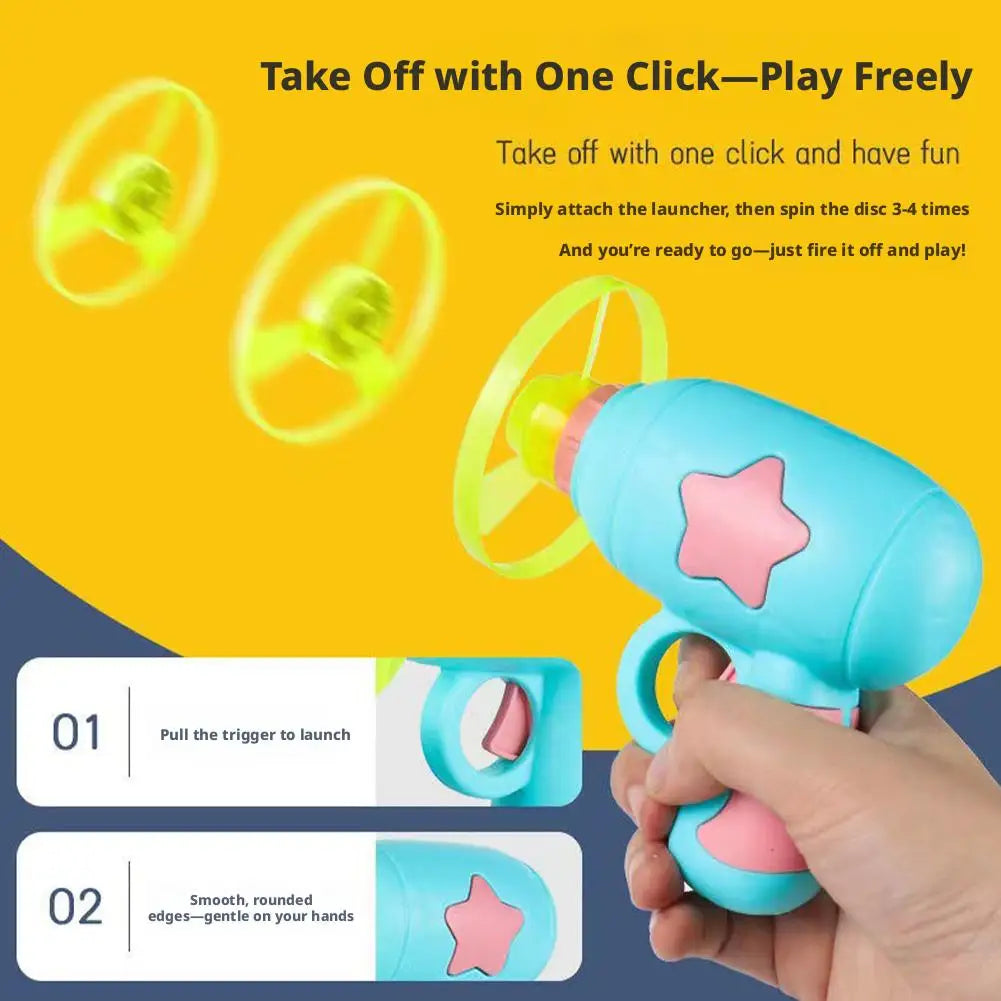 Funny Interactive Cat Toy Flying Propeller Disc Launcher Gun Training Fetch Game for Kitten Mini Flying Saucer Pet Supplies Vue