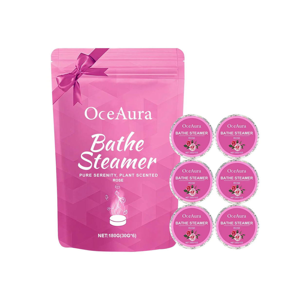 Bath Steam Aromatherapy Tablets - Rose Scented Aromatherapy for Bathing, Gently Cleanses and Comforts the Body Skin Vue 1set