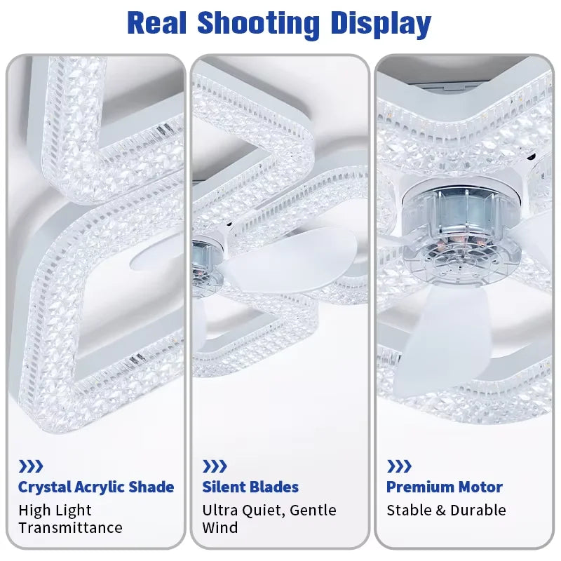 LED Ceiling Fan Light E27 with Remote Control for Dimming Suitable for Living Room Study Household Use 85-265V Vue