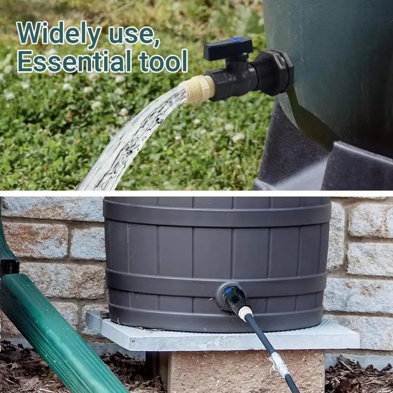 1 Set Rain Bucket Spigot Kit 34 Inch Valve Diverter for Efficient Home Garden Rainwater System DIY Projects Vue