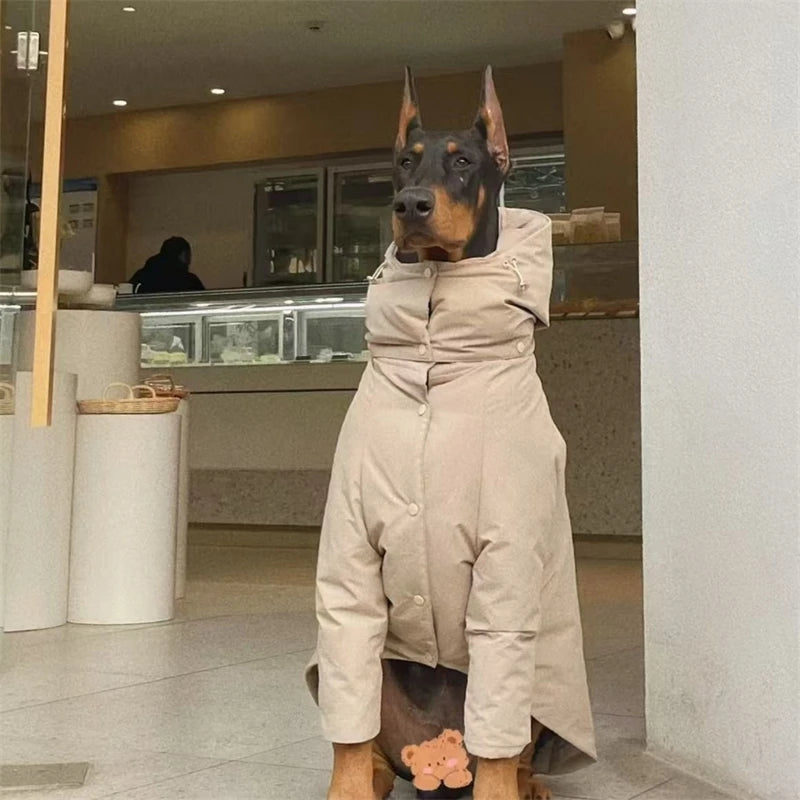 Large Dog Winter Solid Cotton Cozy Warm Coat For Doberman Border Collie Alaskan Malamute Outdoor Walks Park Cold Weather Vue