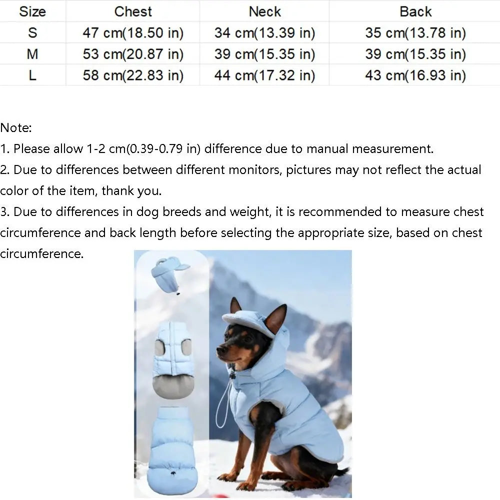 Fashion Warm Dog Down Jacket Thickened Comfortable Winter Cotton Coat Cold Protection Adjustable Dog Hood Coat Small Medium Dogs Vue