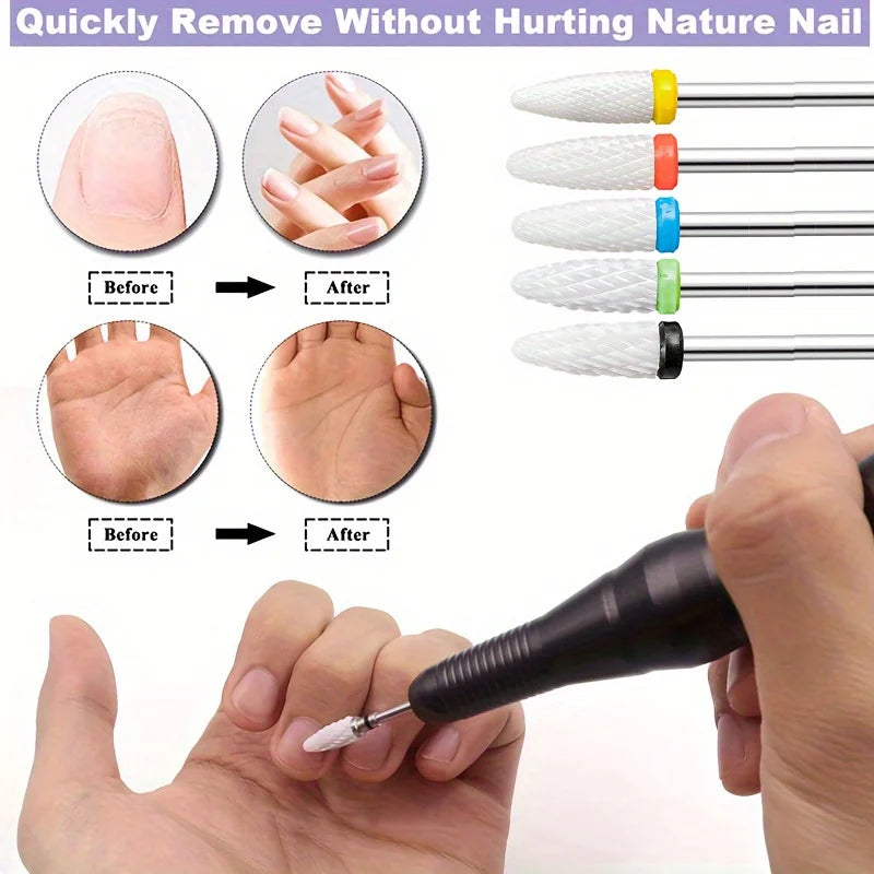 Corn Ceramic Nail Drill Bits Set Milling Cutter for Manicure Drills Electric Nail Files Cuticle Remove Nail File Art Tools Vue