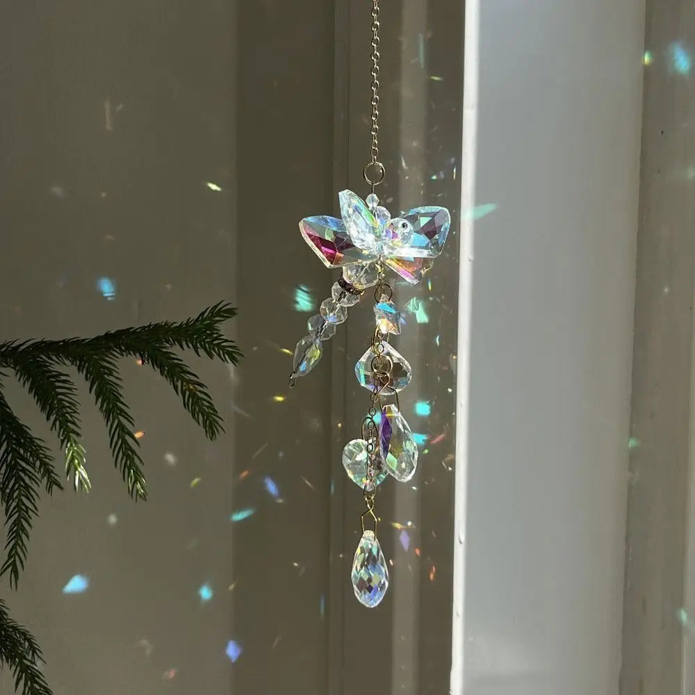 Light-catching Butterfly Prism Pendant Unique DIY Dragonfly Crystal Wind Chime Handmade Window Hanging Suncatchers Wedding Vue
