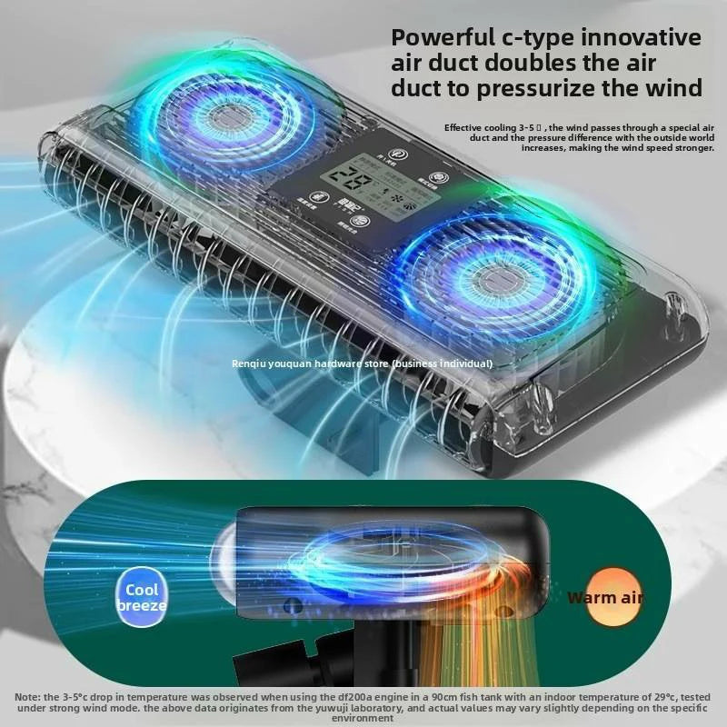 Silent Fish Tank Cooling Device Automatic Temperature Control Water Cooling Machine for Aquatic Plants Aquarium Cooling Fan Vue