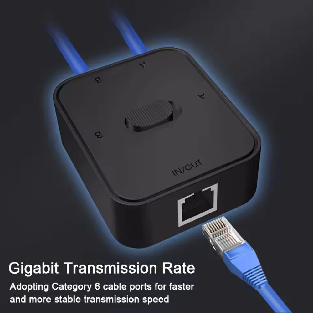 2 Port Gigabit Network switch RJ45 Switch Network Splitter Cable Extender 1000mbps Selector Power Free 2 Way adapter Connector Vue