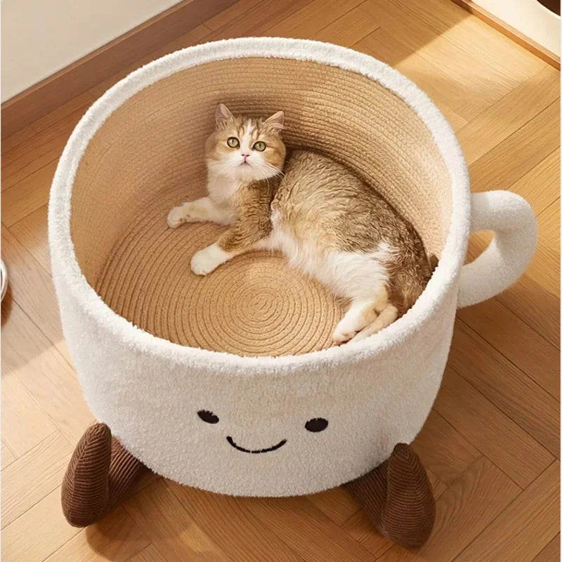 Cat Bed With Scratching Board Semi Enclosed Cozy Nest For Indoor Cats Kittens And Pets Perfect Christmas Gift For Cat Lovers Vue