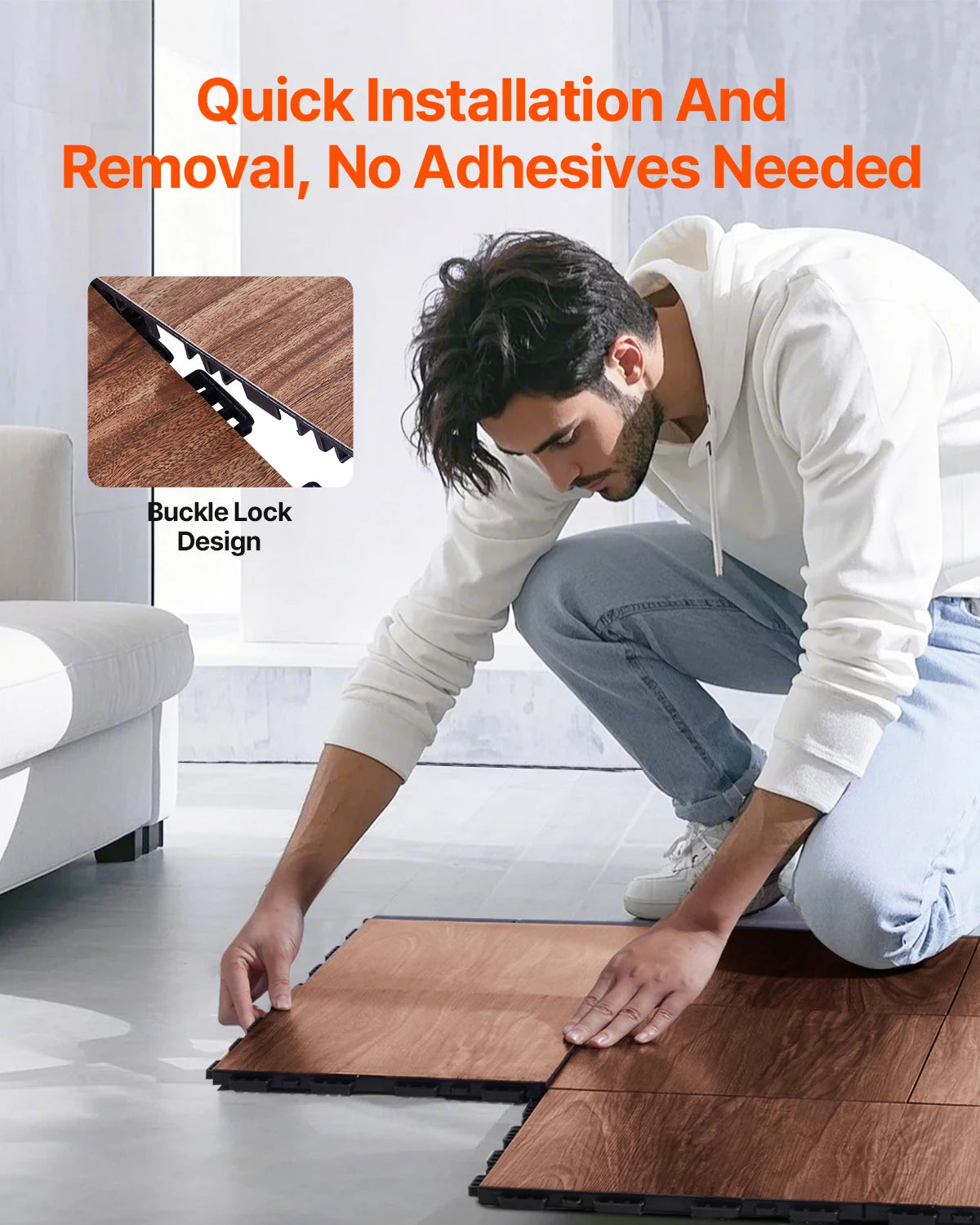 Interlocking Dance Floor Tiles – Wood Grain Cushioned Base, 9 pcs Dance Floor Tiles Vue