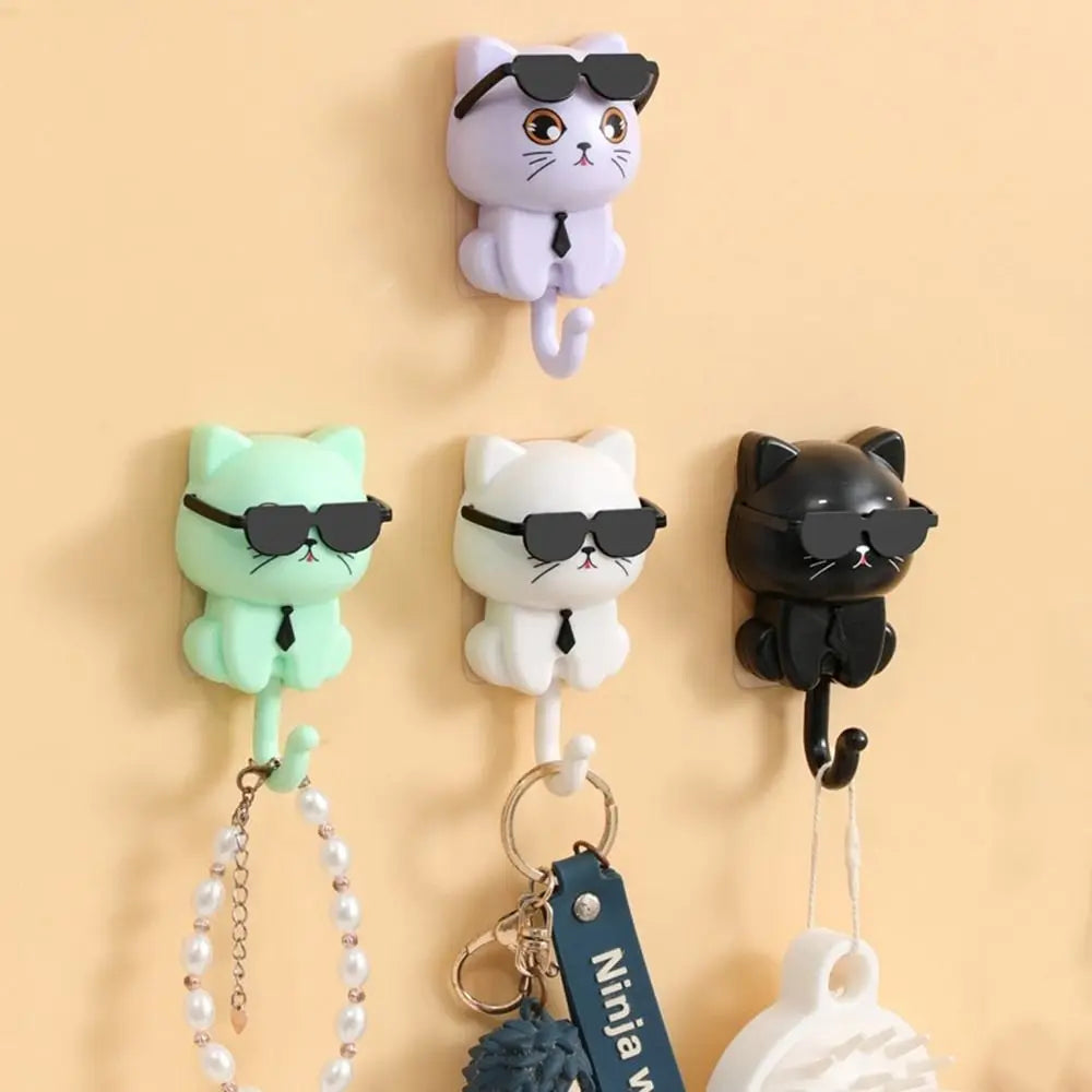 Creative Plastic Cartoon Cat Hooks Decorative Waterproof Key Hangers Wall Hanging Sticky Hooks for Home Vue