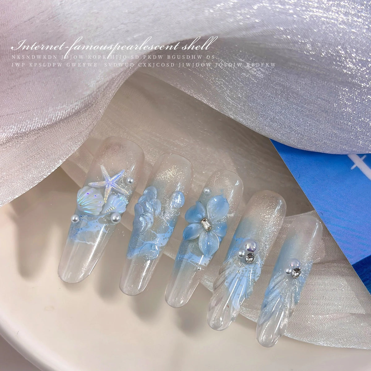 Mixed Aurora Shell Nail Charms Ocean Series Starfish Conch Coconut Tree Resin Nail Art Decorations DIY Manicure Accessories Vue