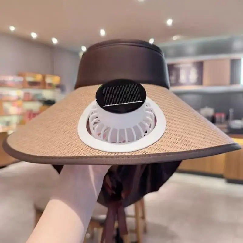 UV Protection Solar-powered Fan Hat Large Brim Adjustable Fishing