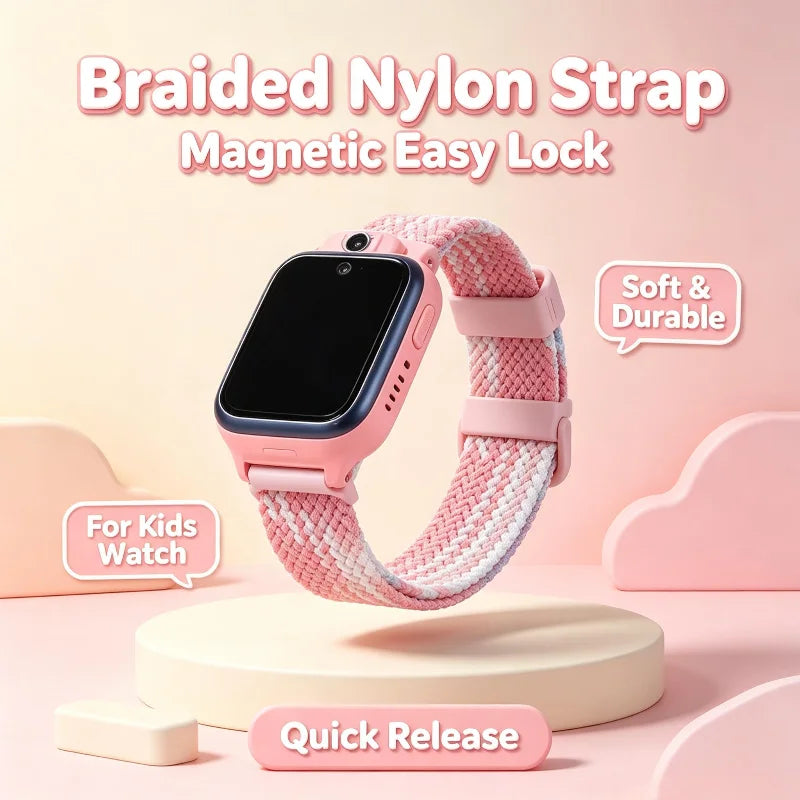 Braided Nylon Magnetic Watch Strap 15mm/17mm Kids Smart Watch Breathable Elastic Wristband Fit for Xiaomi & Mitu R Smart Watches Vue