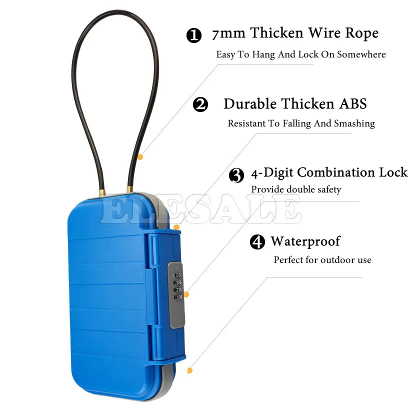 Creative Portable Beach Safe Box 4-digit Combination Lock With Steel Wire Outdoor Camp Sports Cycling Swim Security Storage Box Vue