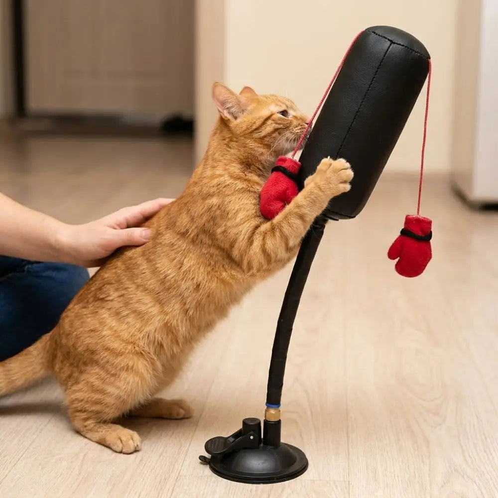 Suction Cup Cat Boxing Toy Scratch Trainer Bite Resistant Interactive Cat Toy Scratch Resistant Self-standing Cat Boxing Game Vue