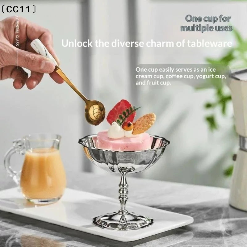 Stainless Steel Salad Cup Food Grade Ice Cream Goblet Retro Dessert