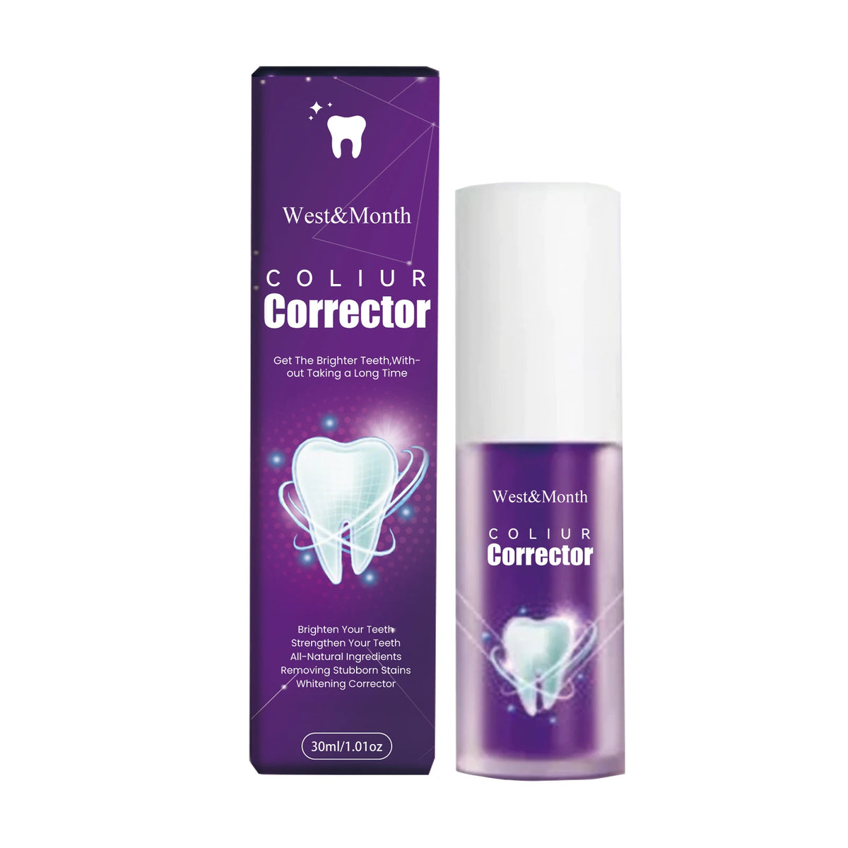 Premium Purple Brightening Toothpaste, Removes Surface Stains & Oral Odor, Gentle Gum Care, Daily Brightening & Refreshing Teeth Vue 1pc