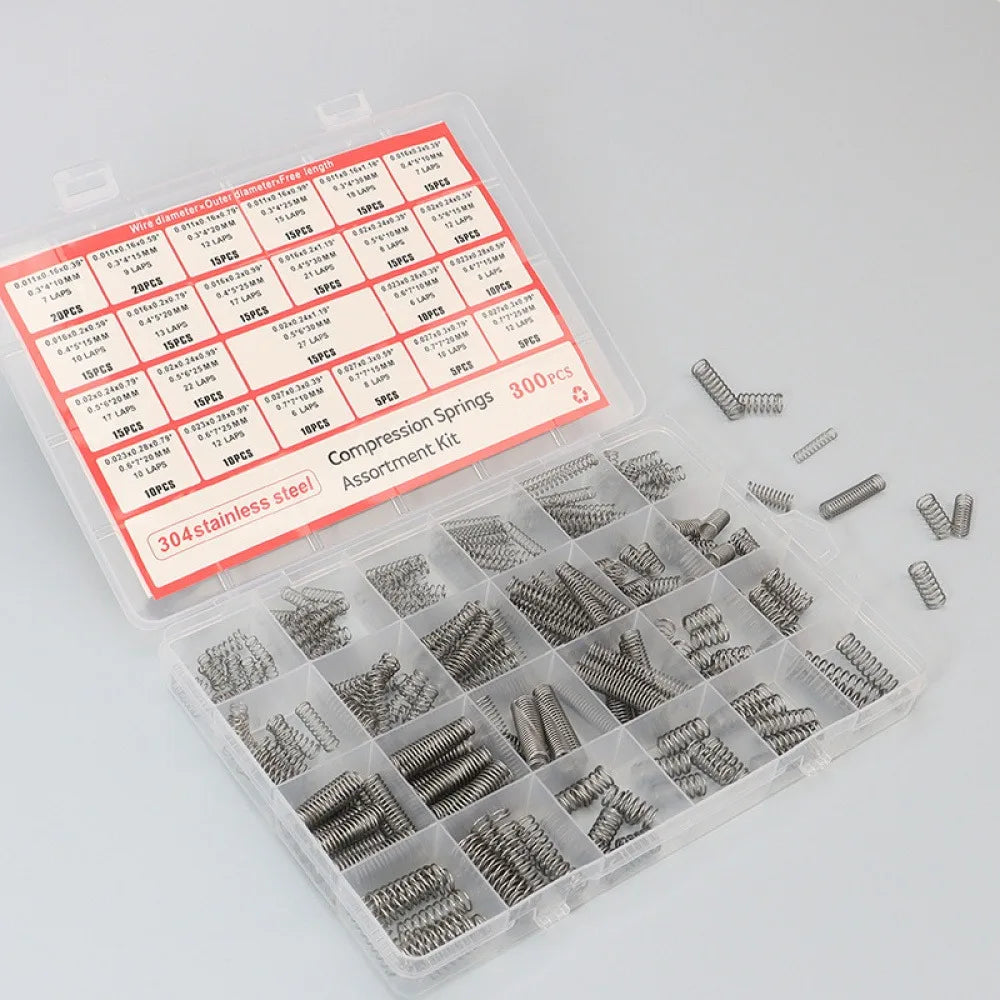 300PCS Premium Stainless Steel Compression Spring Assortment Kit with 23 Kinds of Size for Mechanical Repair Electronic DIY Part Vue 5mm 0.35mm 35mm