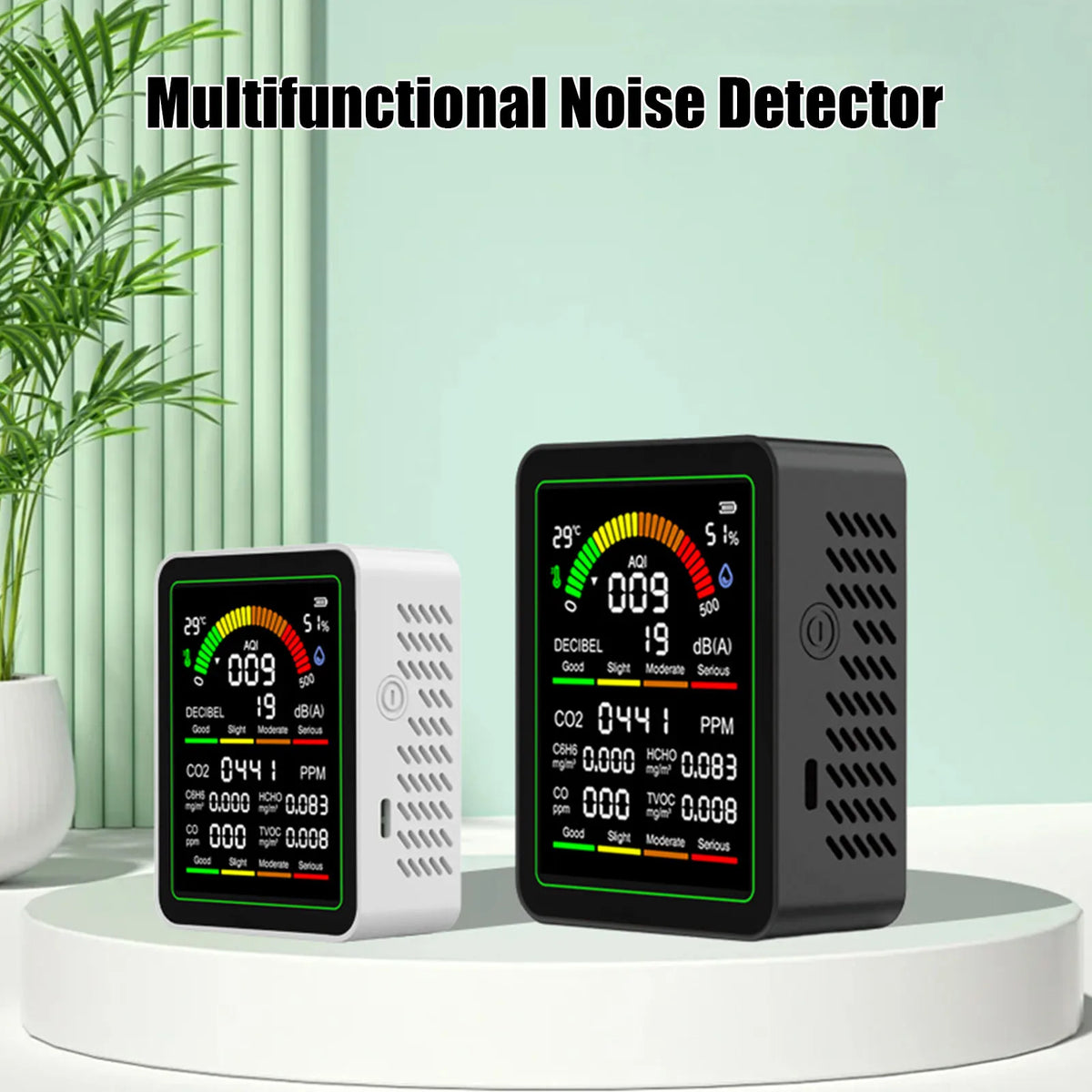 9-in-1 Air Quality Monitor – CO2, TVOC, HCHO, CO & Noise Air Quality Monitor Vue