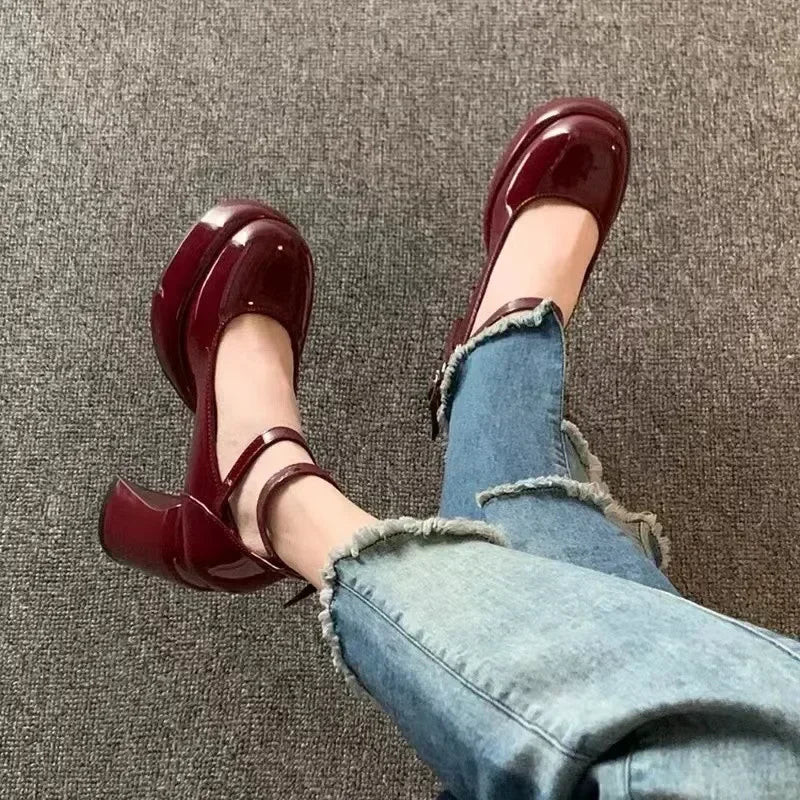 Women's Platform Mary Jane Pumps – Cross Strap Square Heel Platform Mary Jane Pumps Vue