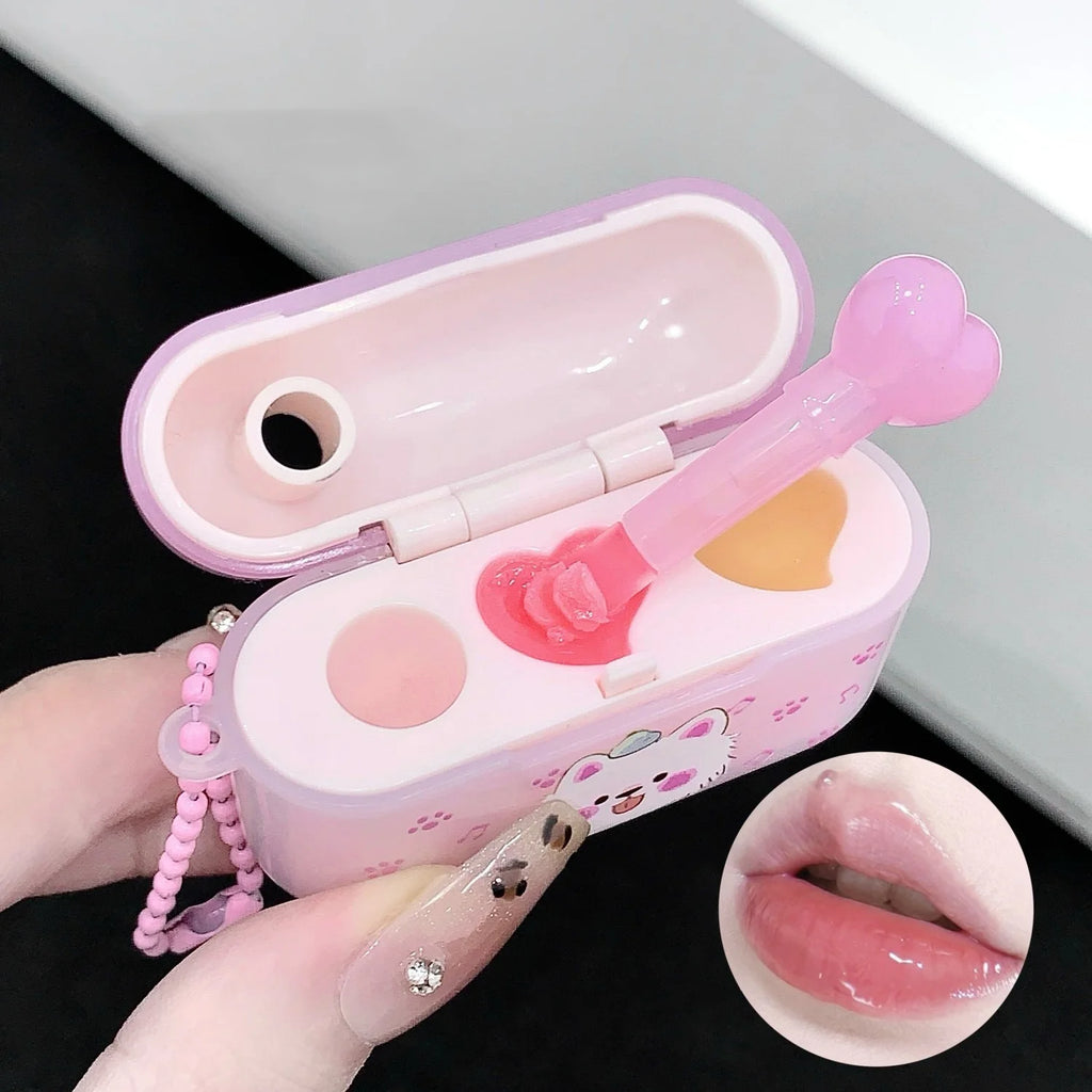 Cute Earphone Case Moisturizing Lip Gloss Hydrating Lightening Lip Lines Transparent Makeup Solid Lip Balm Jelly Gloss Makeup Vue Transparent