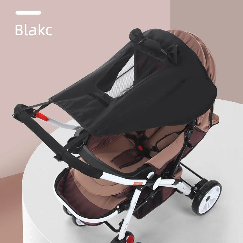 vvocci Baby Stroller Accessories UV Protection Sunshade Carriage Universal Canopy Cover for Prams Infants Car Seat Sun Visor Vue Black with viewing
