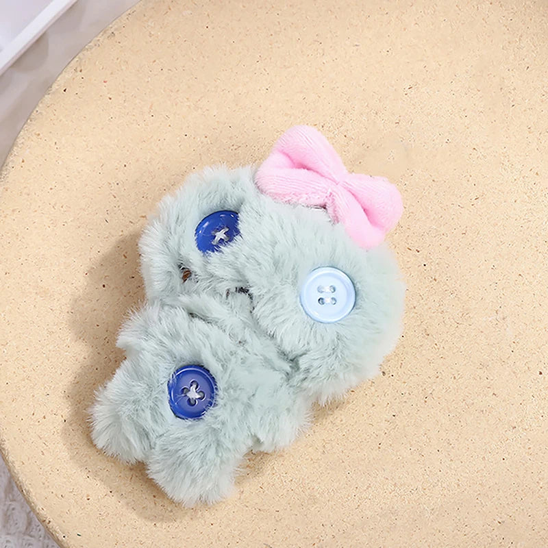 Cute Cartoon Plush Bow Doll Keychain Sweet Bag Pendant DIY Button Design Hanging Ornament Creative Gift Vue