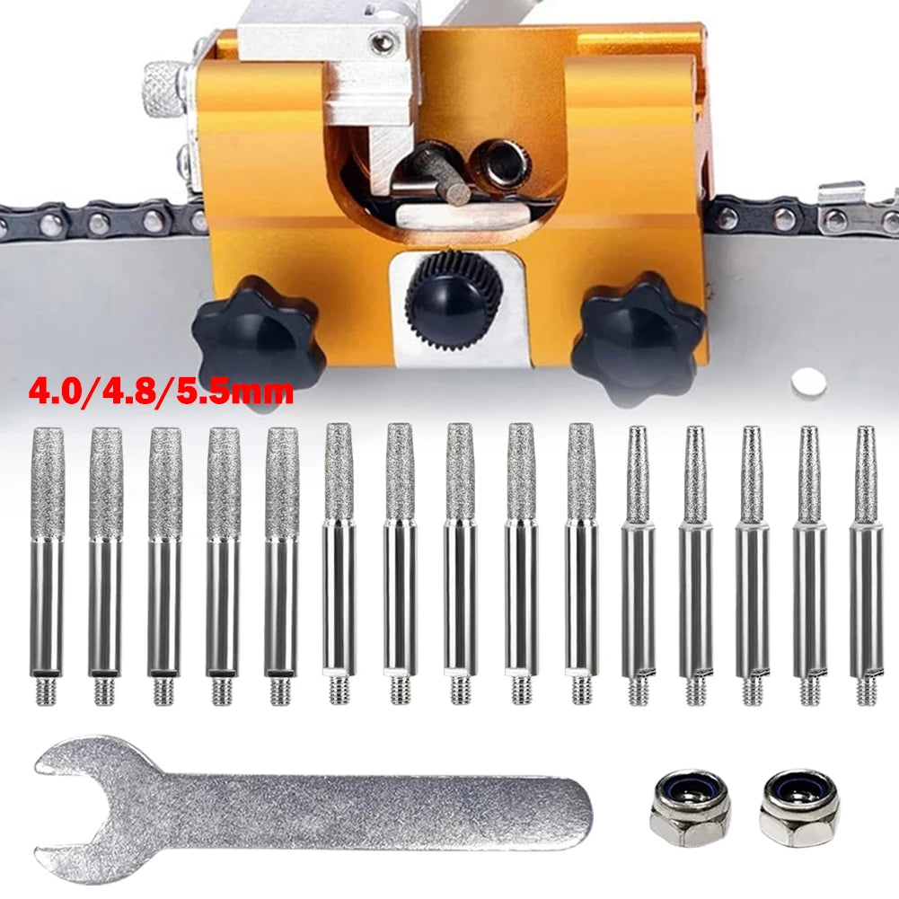 Chainsaw Sharpener Emery Grinding Head Set 4–5.5mm Kit Chainsaw Sharpening Kit Vue 15pcs China Mainland