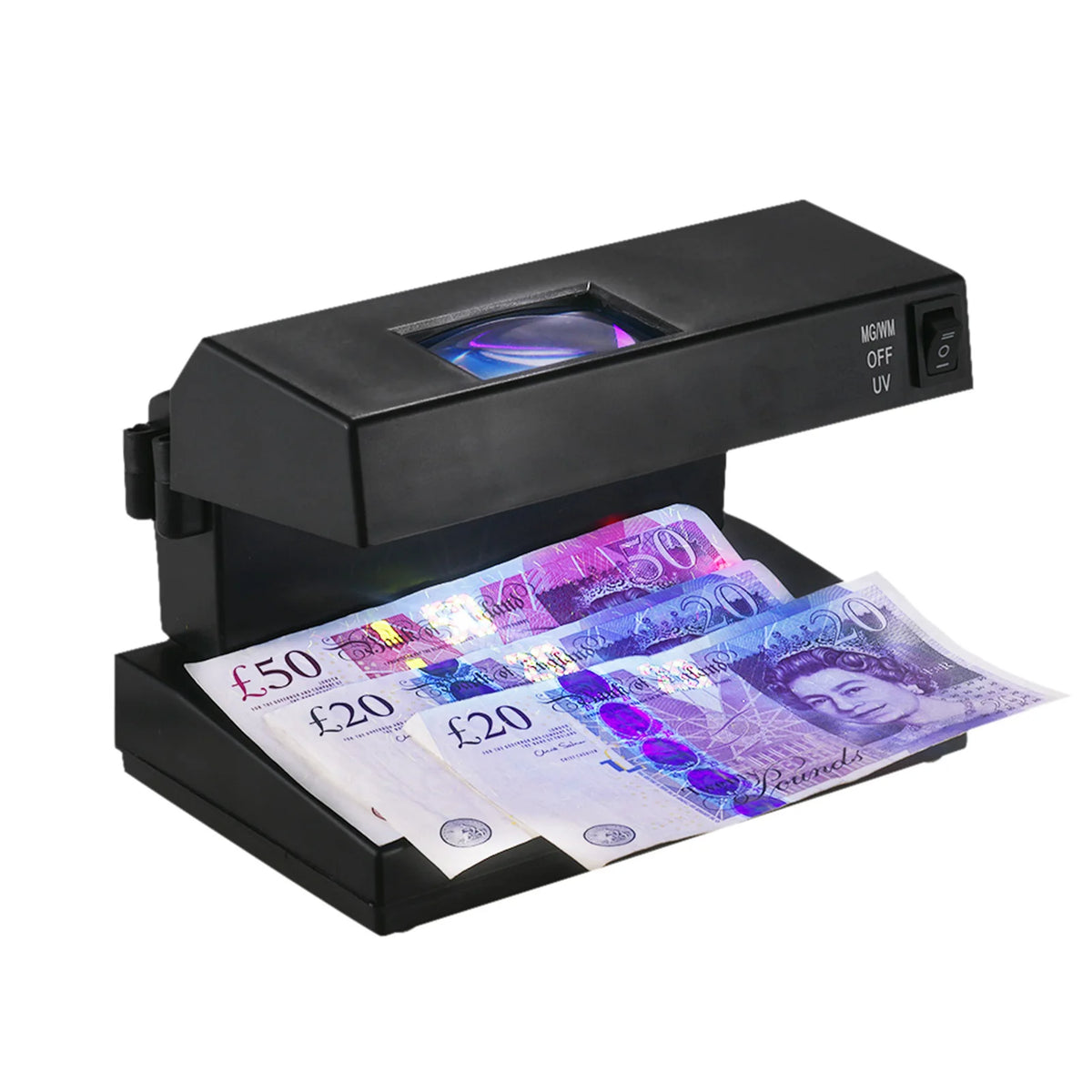 Portable Desktop Counterfeit Bill Detector Cash Currency Banknotes Notes Checker Machine Support Ultraviolet UV and Watermark Vue