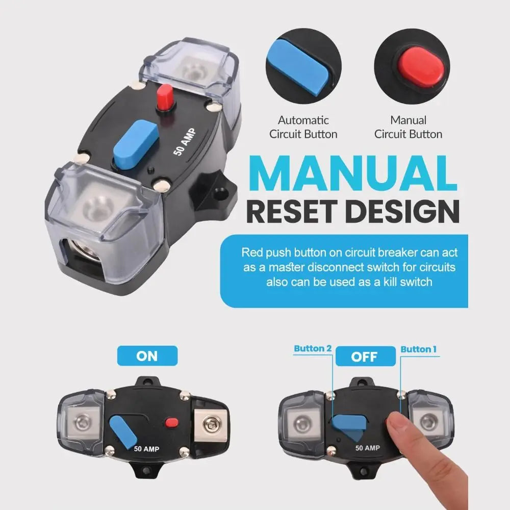 Alloy Material Manual Reset Circuit Breaker Bakelite Wood Short Circuit Protection Audio Inline Fuse Block Holders Durable Safe Vue