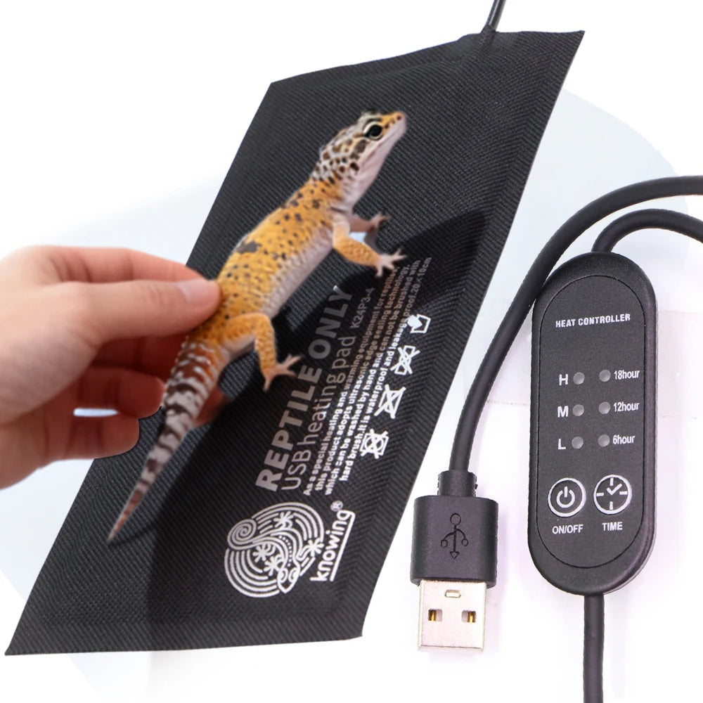 10x20cm 13x23cm 18x28cm USB Heating Mat with Temperature Controller for Reptiles Pet Lizard Terrarium Carbon Fiber Heating Pad Vue