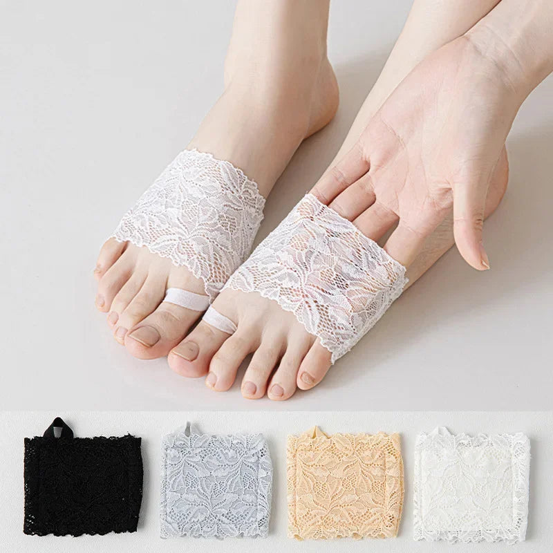 1-10Pairs Women Half Toe Socks Lace Trim No Show Anti Slip for High Heels Pumps Flats Breathable Thin Invisible Summer Vue