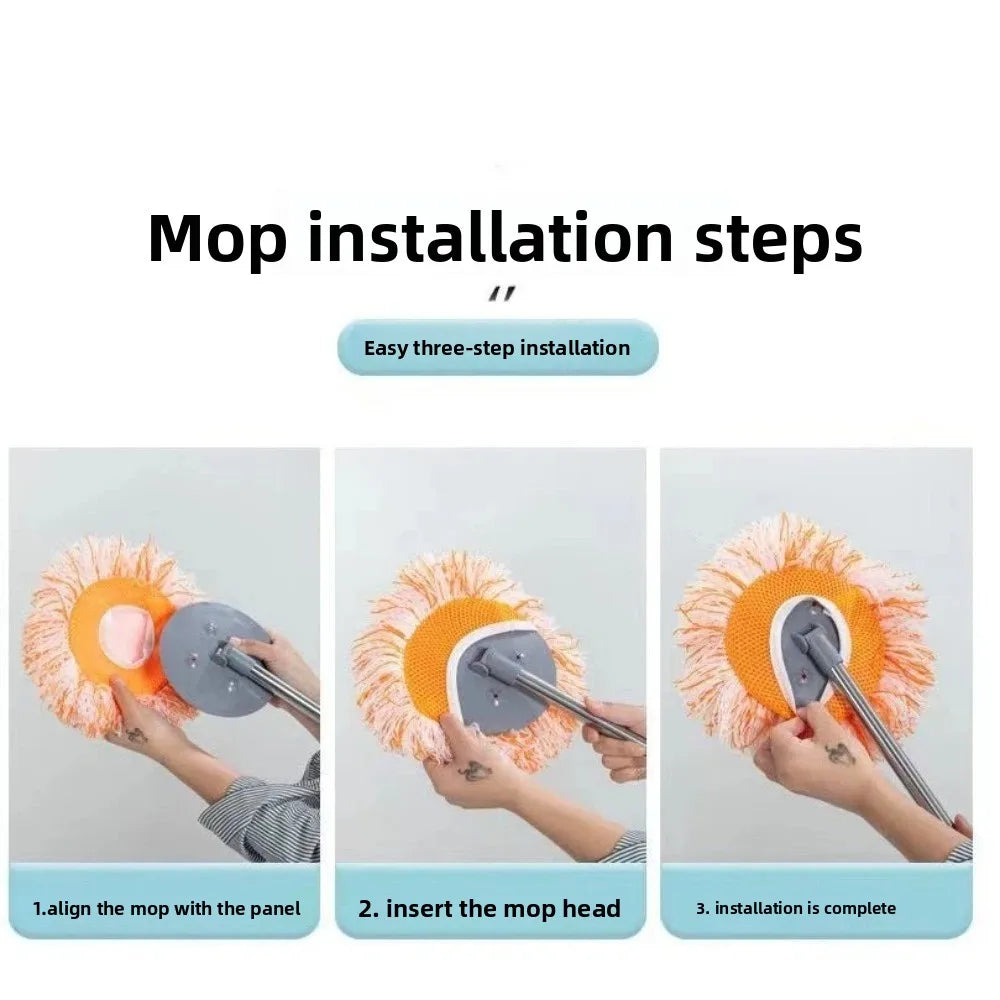 Long Extended Handle Sunflower Mop Multi Functional 360-degree Rotatable Floor Scrubber Dry Wet Dual-use Adjustable Dust Mop Vue