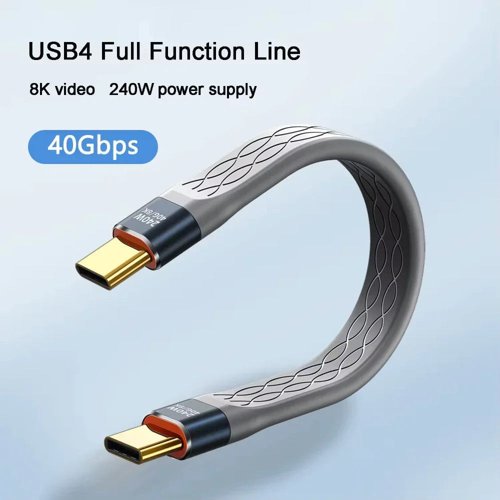 NNBILI 240W 40GB Short USB C to USB C Cable Fast Charging Type C Cord 40Gbps Data Transfer 8K Flat Data Charge Extension Cable Vue