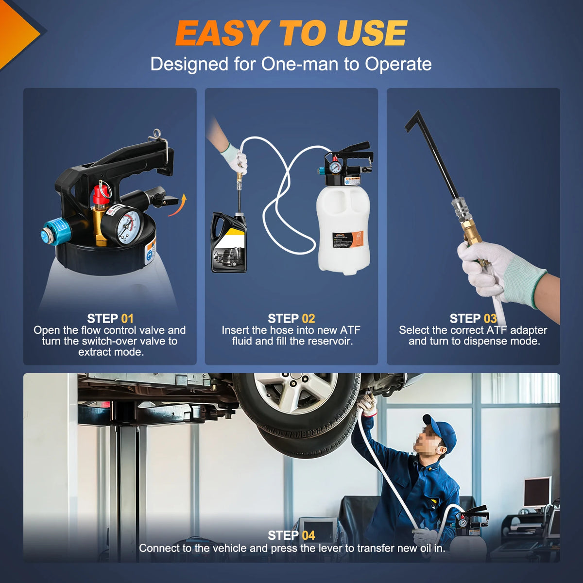 Transmission Fluid Pump Kit 6L Automotive Pneumatic Oil Fluid Extractor ATF Refill Dispenser Transfer Pump with 15 ATF Filler Adapters 1.6 Gal 2 Ways Vacuum Fluid Evacuator Oil Change Tool Set Vue
