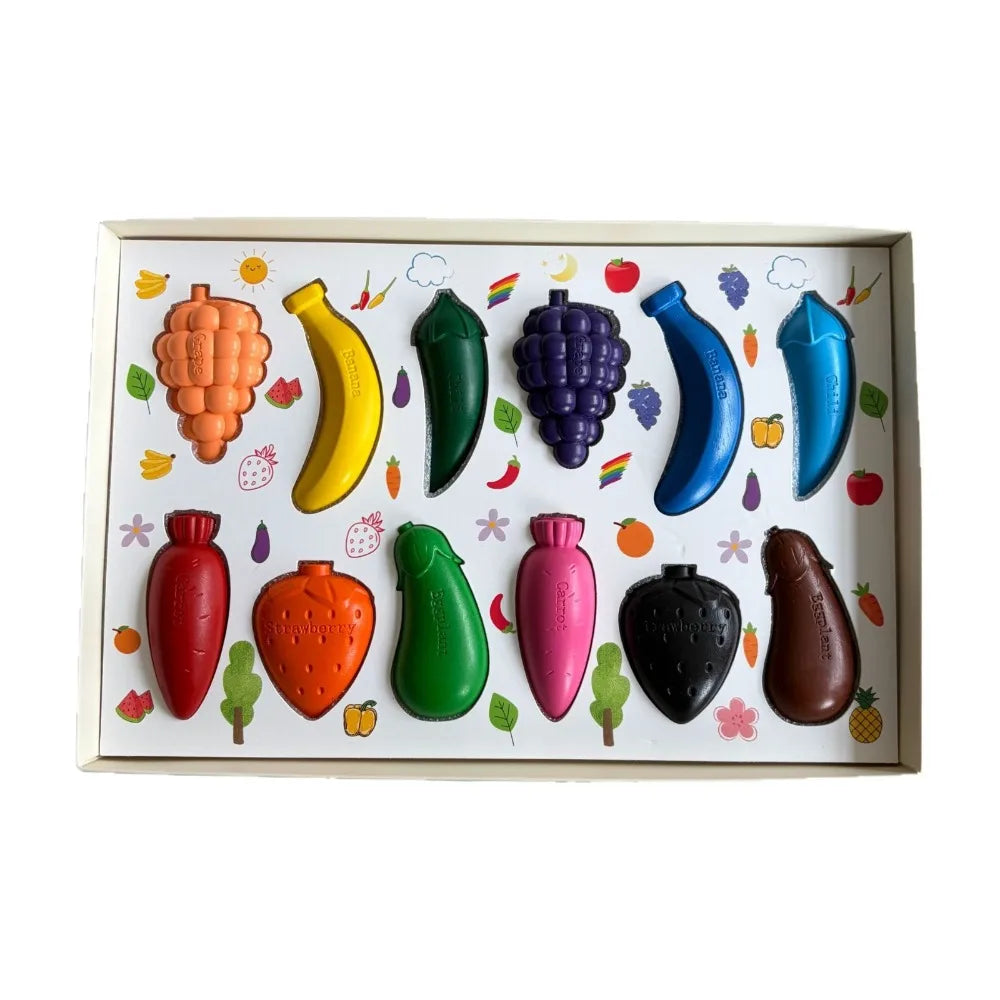 12-color Fruit-shaped Crayons Non-dirty Hands Can Be Washed Children's Brushes Educational Stationery Colores Para Pintar Niños Vue