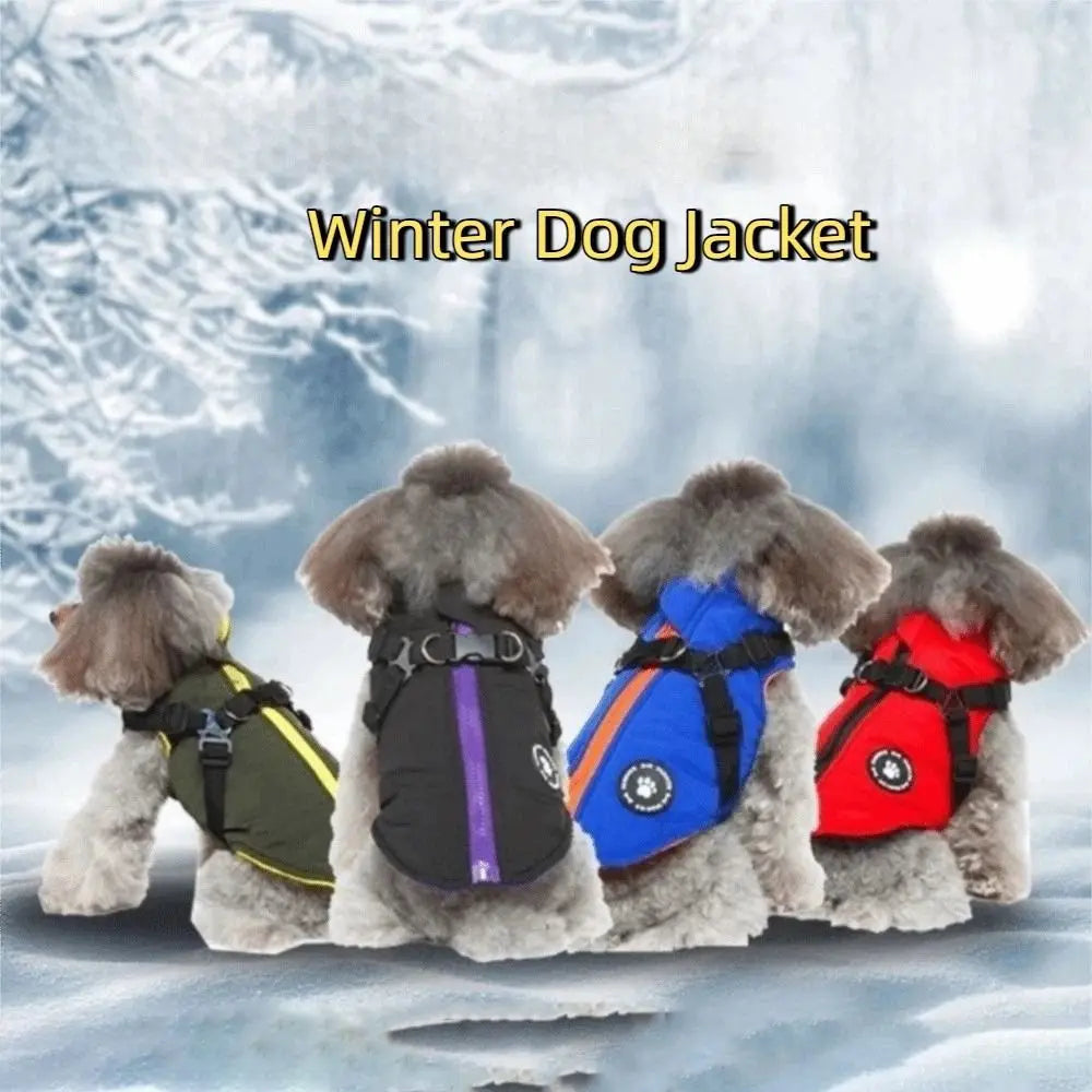 Waterproof Adjustable Dogs Down Clothes Warm Windproof Dog Coat with Harness Soft Dog Jacket for Dogs Cats Vue