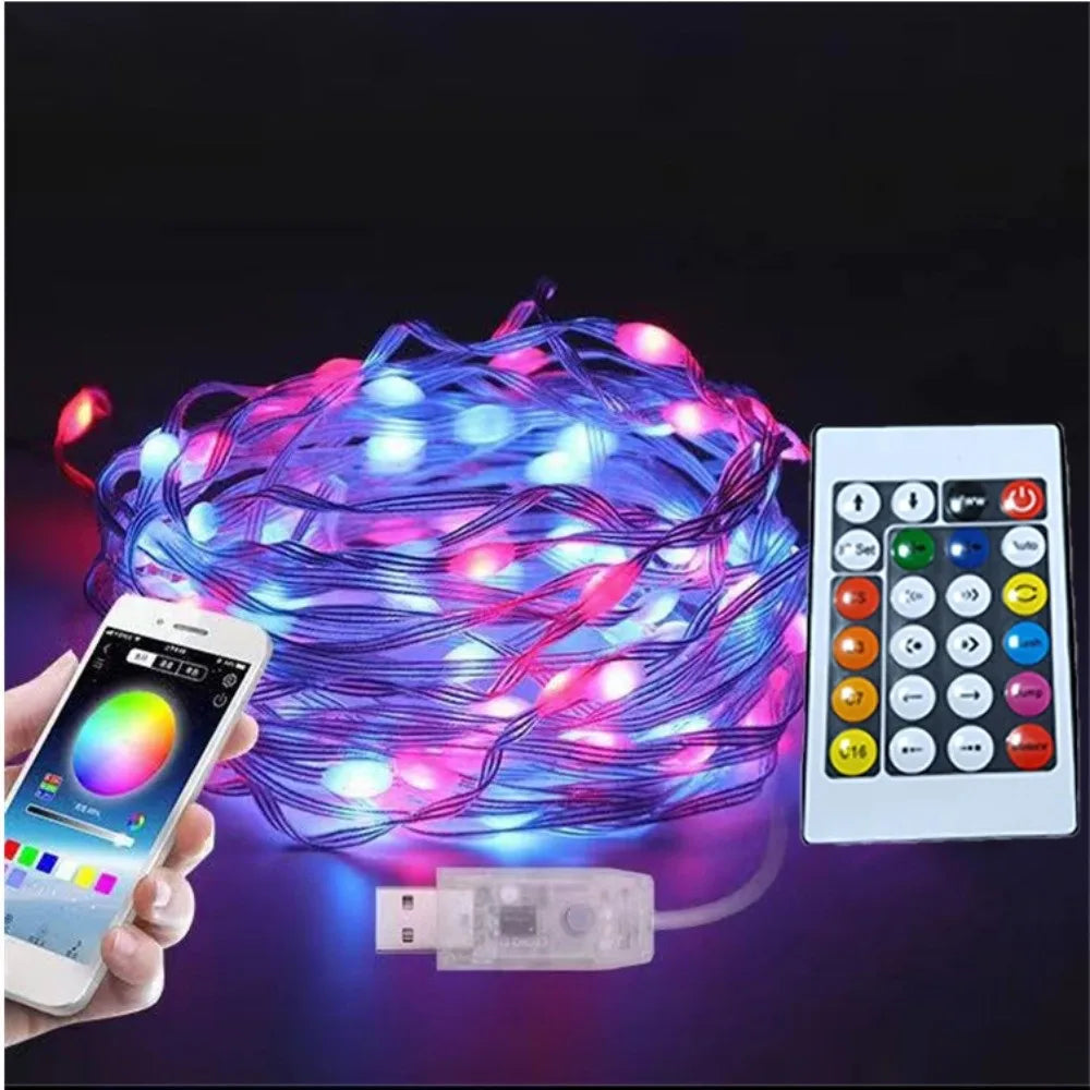 Dreamcolor Changing LED Bluetooth Fairy Lights App Remote Control Bluetooth Music Control Smart RGBIC Lights Adjustable 36v Vue 10m