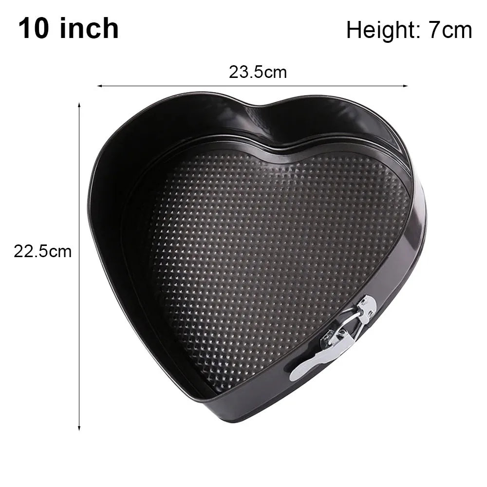 7- Heart Shape Springform Cake Pan Carbon Steel Non-stick Leakproof Vue 10 inch
