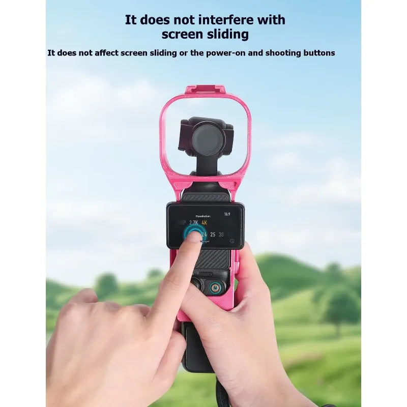 Hot-For DJI Osmo Pocket 3 Protective Case - Camera Screen Compatible With Fill Light And Microphone Vue Rose Red