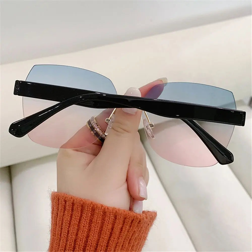 Fashion UV400 Vintage Rimless Sunglasses Frameless Sun Glasses Women Shades Gradient Sunglasses Vue