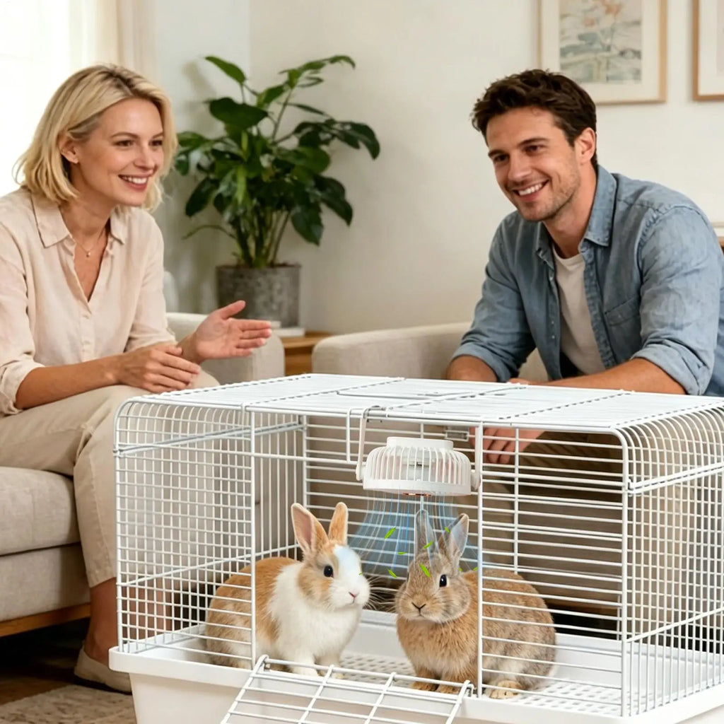 No-Drill USB Rechargeable Bunny Cooling Fan, Portable Summer Breeze for Hamster Gerbil Chinchilla, Small Pet Cage Clamp Fan Vue
