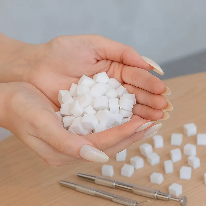 1cm Mini Square Nail Sponge Set Gradient Ombre Nail Brushes Gel Polish Design Nail Sponge Grab Pen 50pcs per Bag Vue