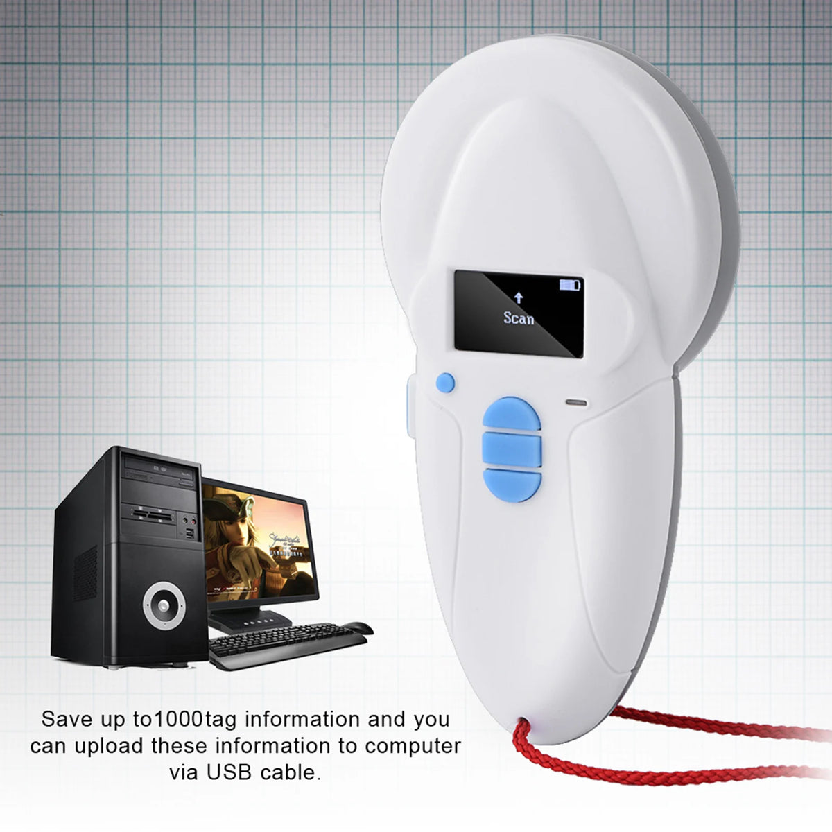 Handheld Rechargeable Animal Chip ID Reader Microchip RFID Scanner Microchip Reader Vue