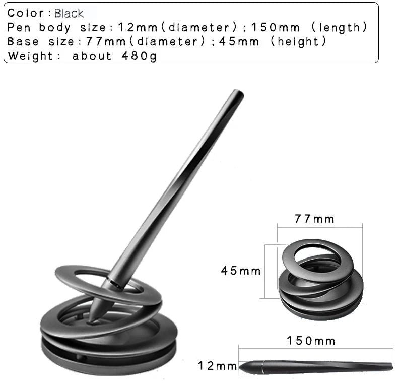Black Magnetic Levitating Pen Not Fall Down Self-standing Pen Business Gift Magnetic Suction Stationery Signature Pen Gift Box Vue Black