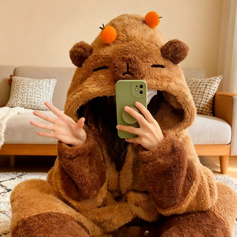 Winter Capybara Cosplay Costume Robes Adult Kigurumi Unicorn Onesie Anime Nightgown Christma Cartoon Women Men Pajamas Sleepwear Vue