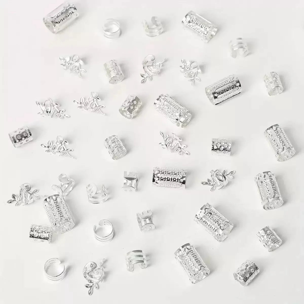 40Pcs Hair Ring Braid Dreadlocks Hole Micro Beads Adjustable Cuff Clip Hip Hop Hair Braid Styling Small Silver Gold Plated Vue