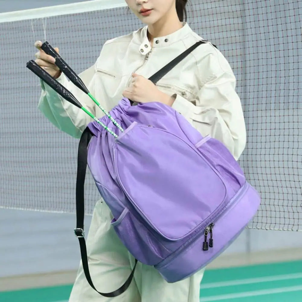2 Rackets Tennis Racket Backpack with Shoes Pocket Waterproof Badminton Sports Bag Adjustable Strap Casual Gym Pack Vue