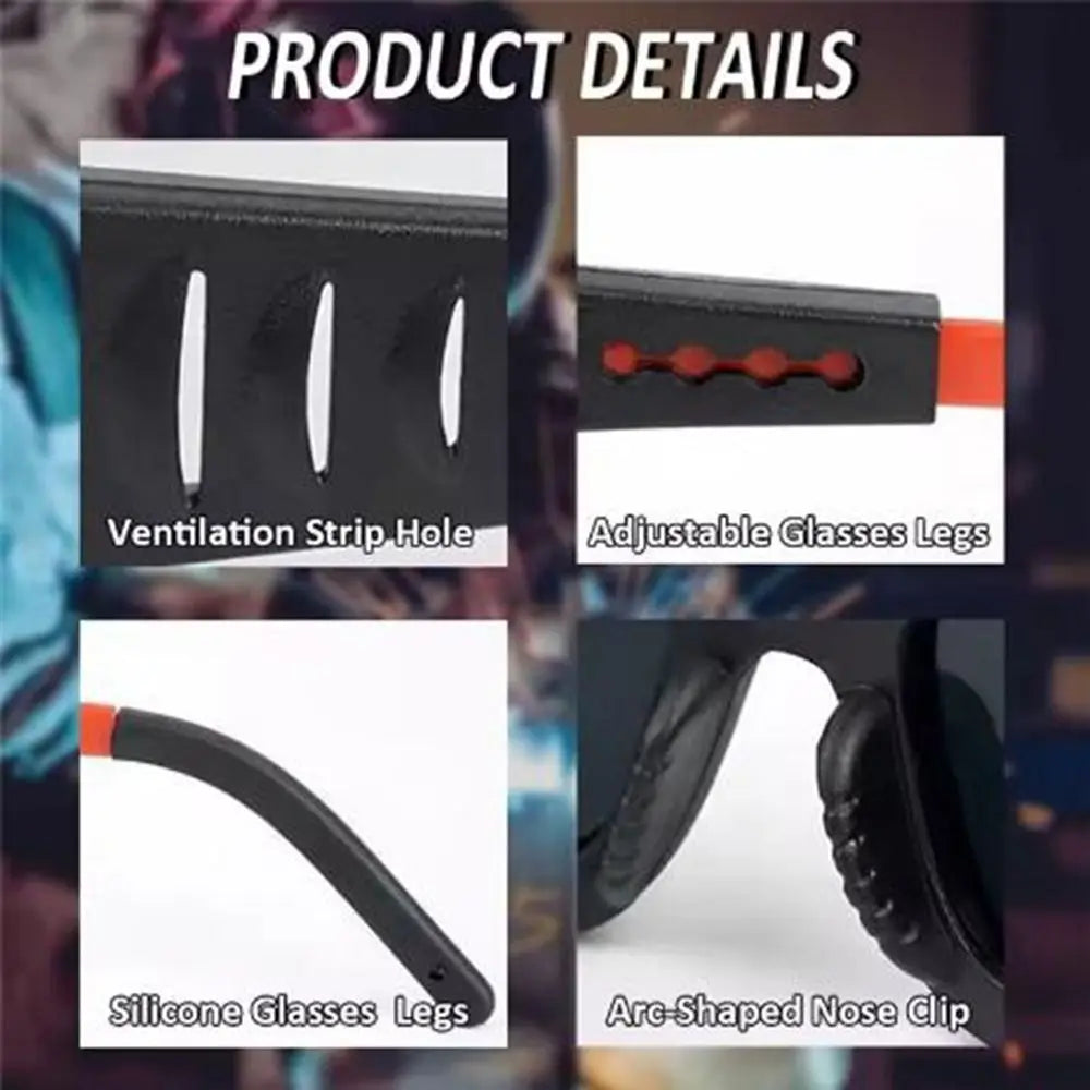 Solar Powered Automatic Dimming Welding Glasses Anti-glare Anti-Scratch Welder Glasses with Headband Auto Darkening Vue