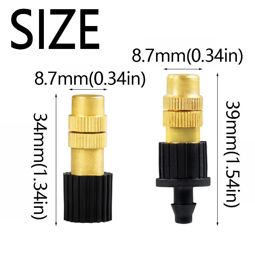 10Pcs Adjustable Spray Misting Nozzles Atomizing Design Brass Construction Atomizer Nozzle 4/7mm Hose Garden Sprinklers Vue