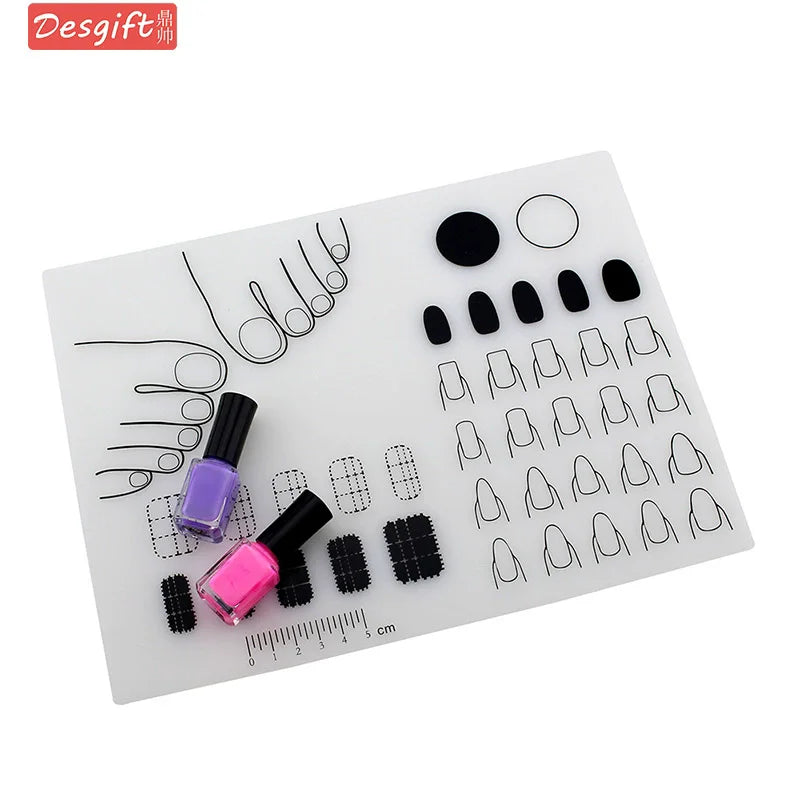 Portable Silicone Nail Training Mat Nail Polish Practice Pad Stamping Plate Nail Sticker Trainer Guide for Nail Home DIY Vue